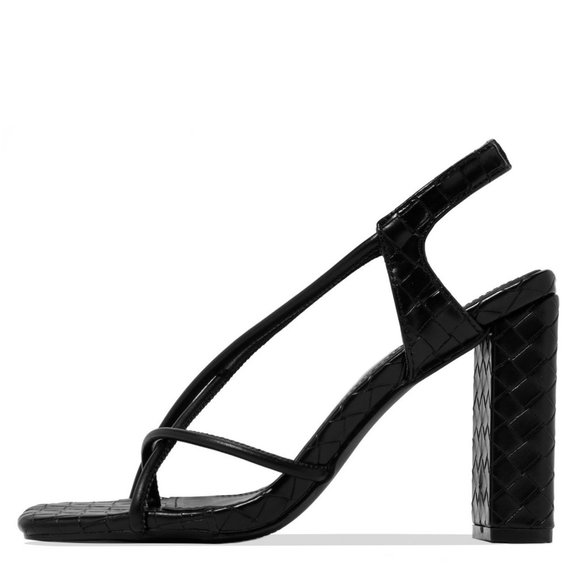 NEW🔥Criss-Cross Woven Open Toe Chunky Heel Sandal - Picture 3 of 4